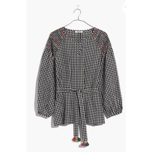 Madewell Smocked Gingham Top